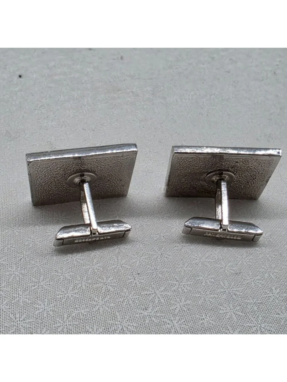 Silver & Pink Lion Cufflinks & Tie Clip Set Vintage